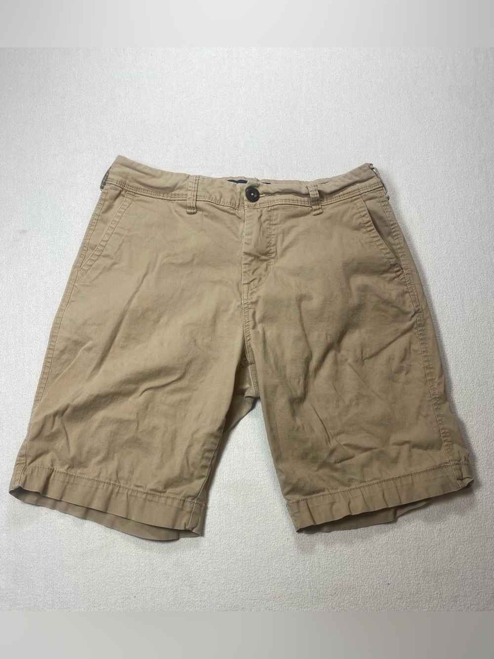 Aero Men's Flat Front Cotton Chino Shorts - Tan size 28